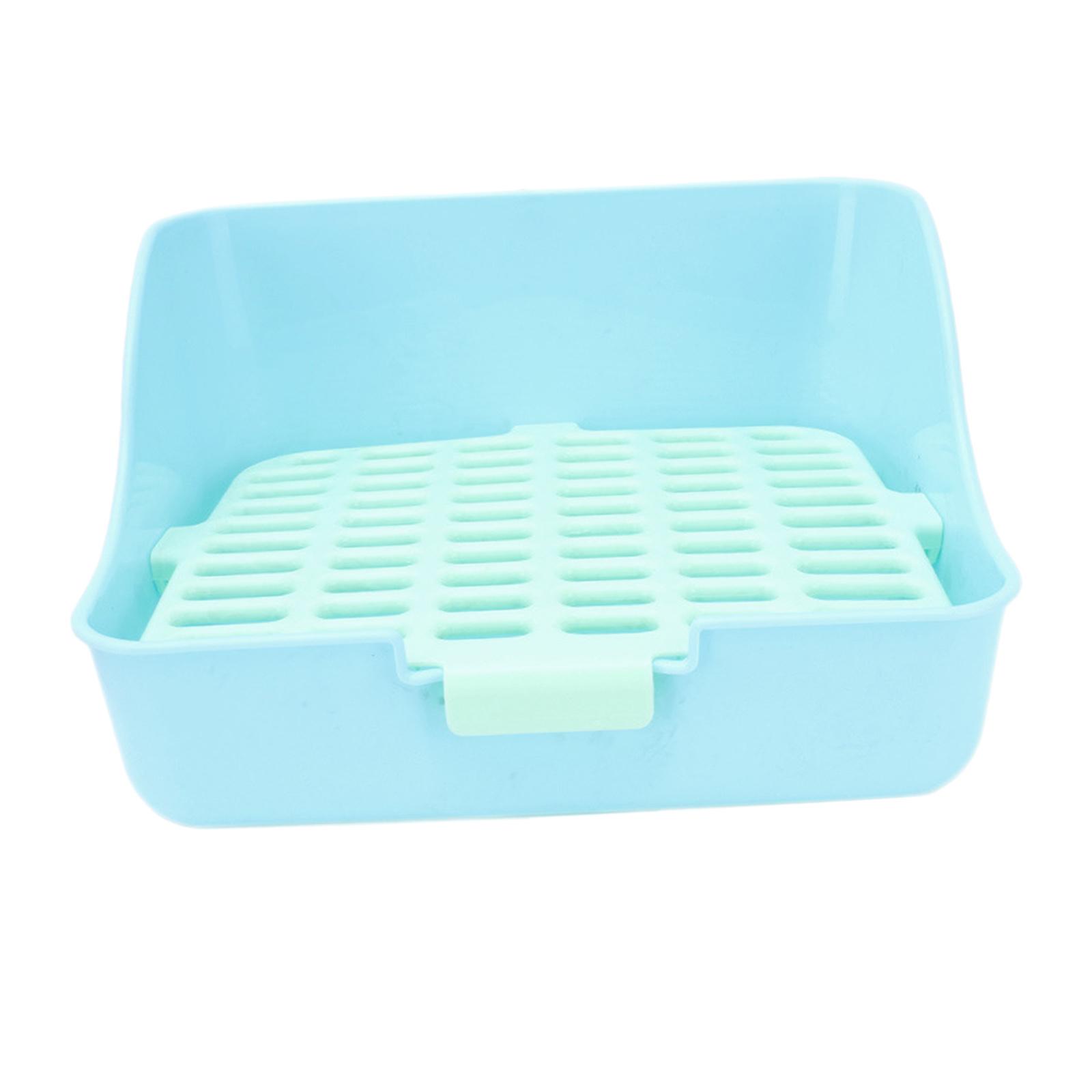 Magideal - Caja De Arena Para Conejos Y Mascotas, Herramienta De Limpieza Para Entrenamiento De Inodoro, Entrenador De Orinal Para Interiores De Animales Pequeño , Azul 11X11X8In