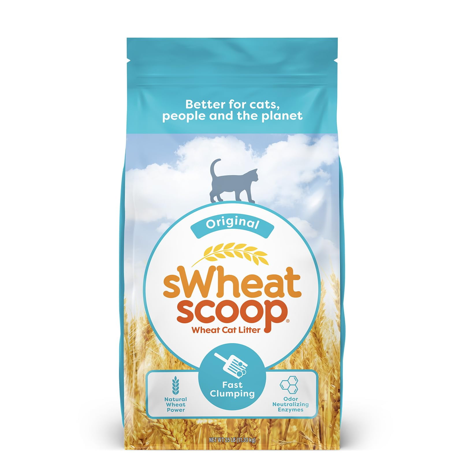 Swheat Scoop - Cuchara Para Arena Para Gatos, Trigo Natural, Bolsa Original De 11,34 Kg