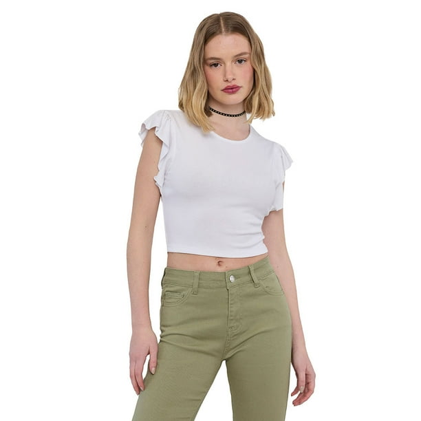 Polera Mujer Vuelos Mangas Blanco Corona