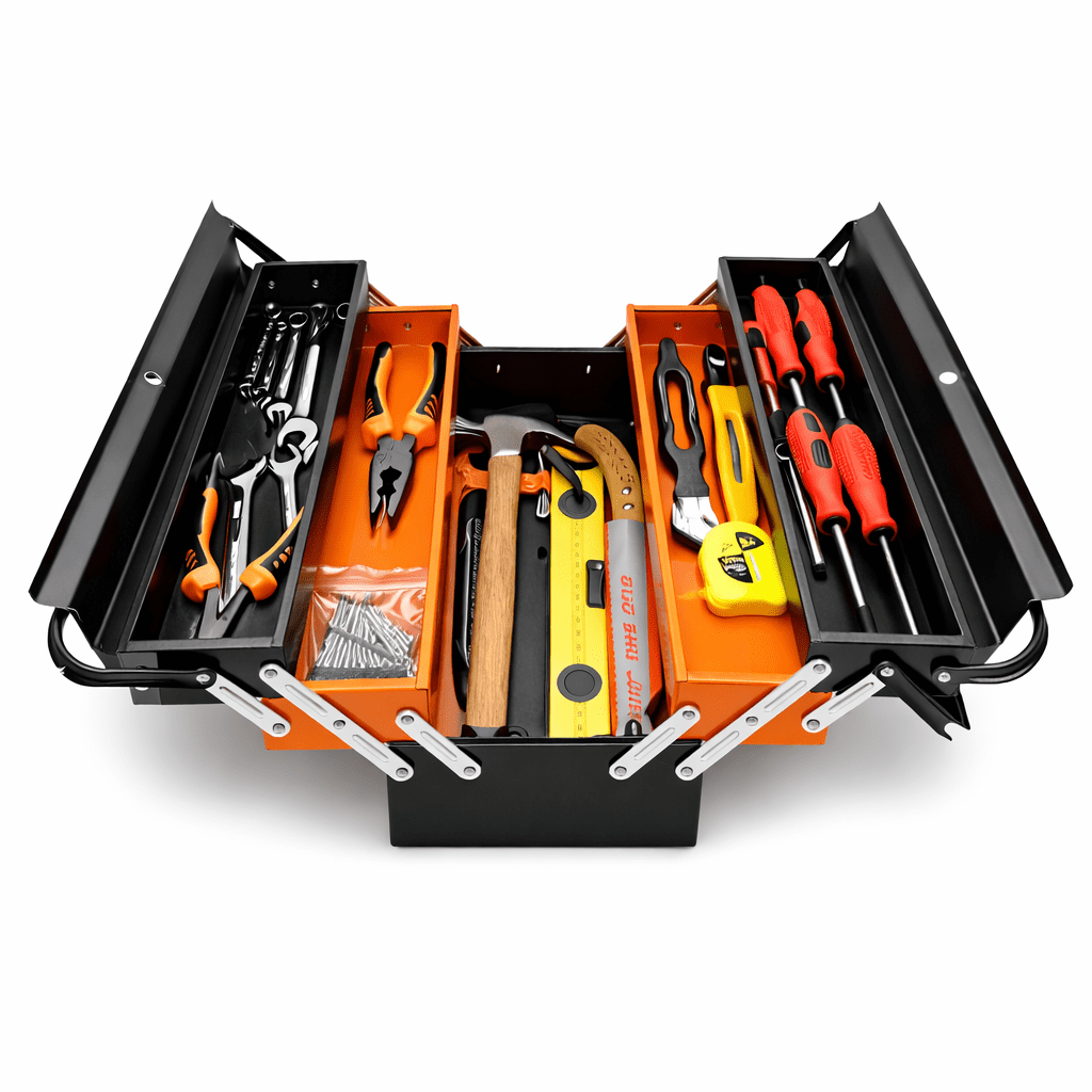 Space Home - Caja De Herramientas Metálica Con 34 Piezas Y Accesorios
