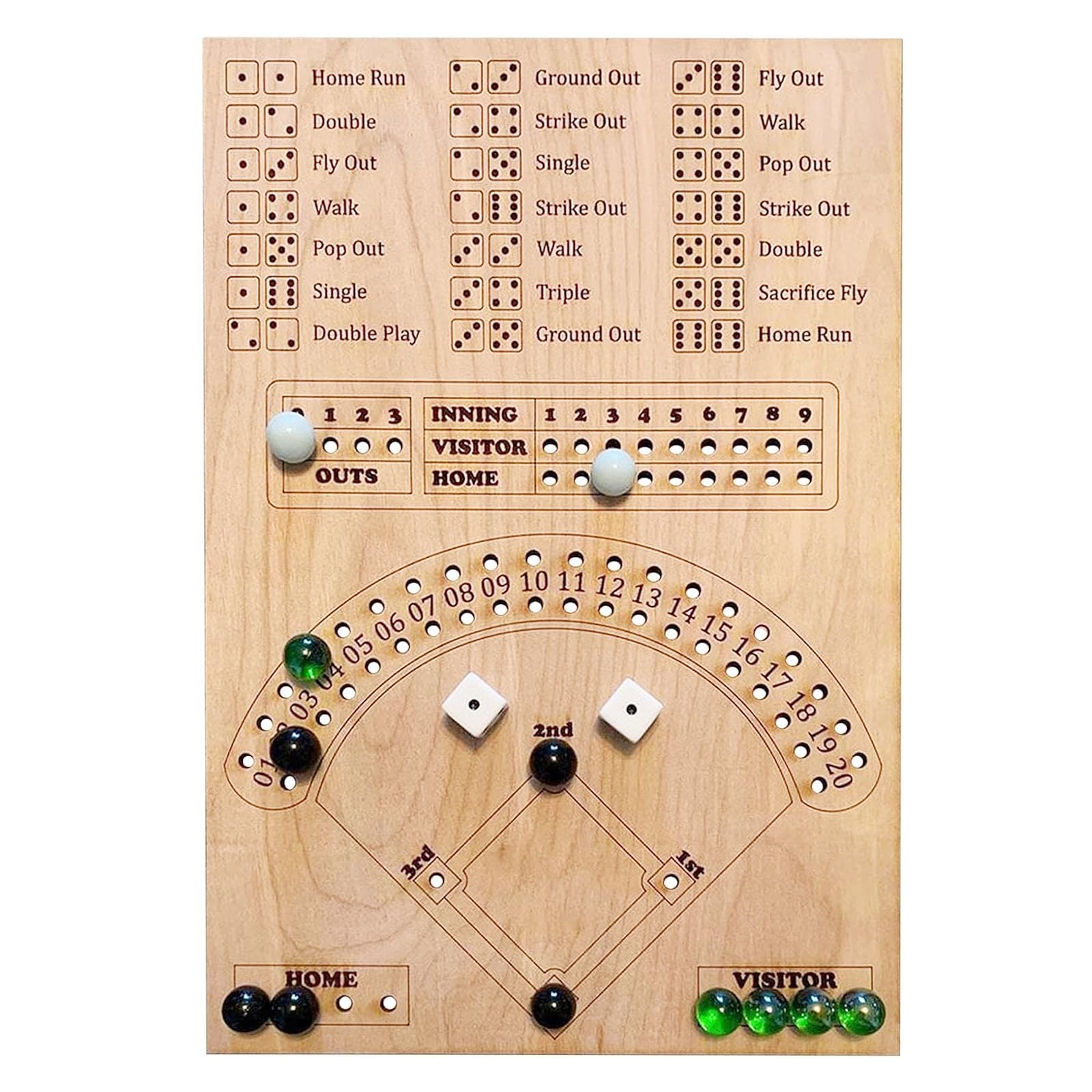 Juego De Mesa Gaomeida, Dados De Béisbol De Madera Con Canicas Para Niños