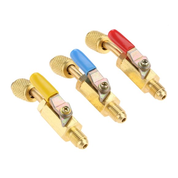 Juego de 3 válvulas de bola Aupoko 1/4" SAE para refrigerante HVAC