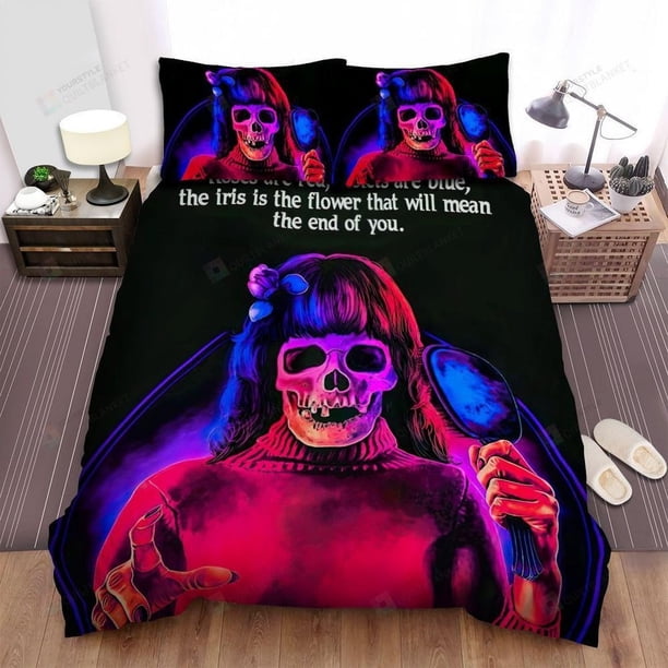 Suspiria Roses Are Red Violets Are Blue Skull Black Quilt Duvet Cover Set3-Piece Bedding Set