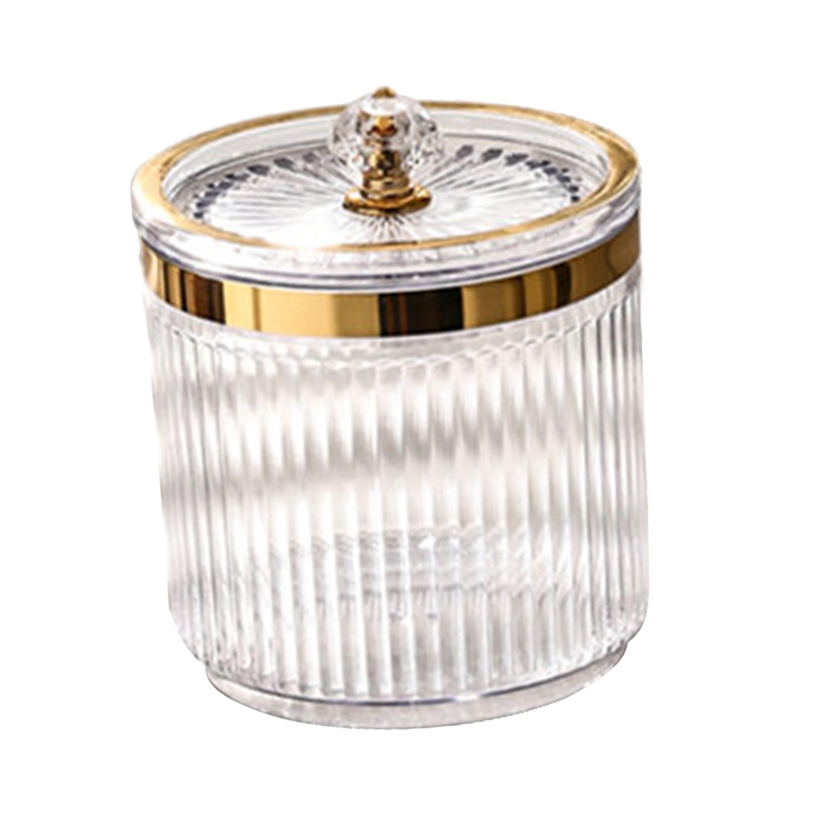 Ioensy - Tarro De Soporte De Bola De Hisopo De Algodón De Maquillaje Con Tapa Para Tocador De Escritorio De Encimera Transparente