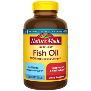 Suplemento De Aceite De Pescado Nature Made Burp Less 1000 Mg 150 Cápsulas Blandas