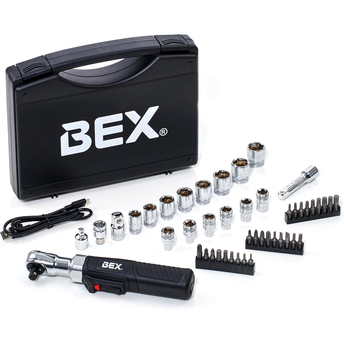 Llave De Carraca Eléctrica Bex 38 Con Set De 45 Piezas Usb