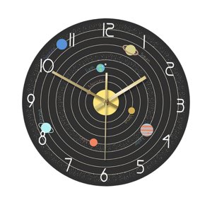 Bothyi - Reloj De Pared Para El Hogar Con Sistema Solar, Analógico De 12 Pulgadas, Sin Tictac, Para Dormitorio, Sala De Estar