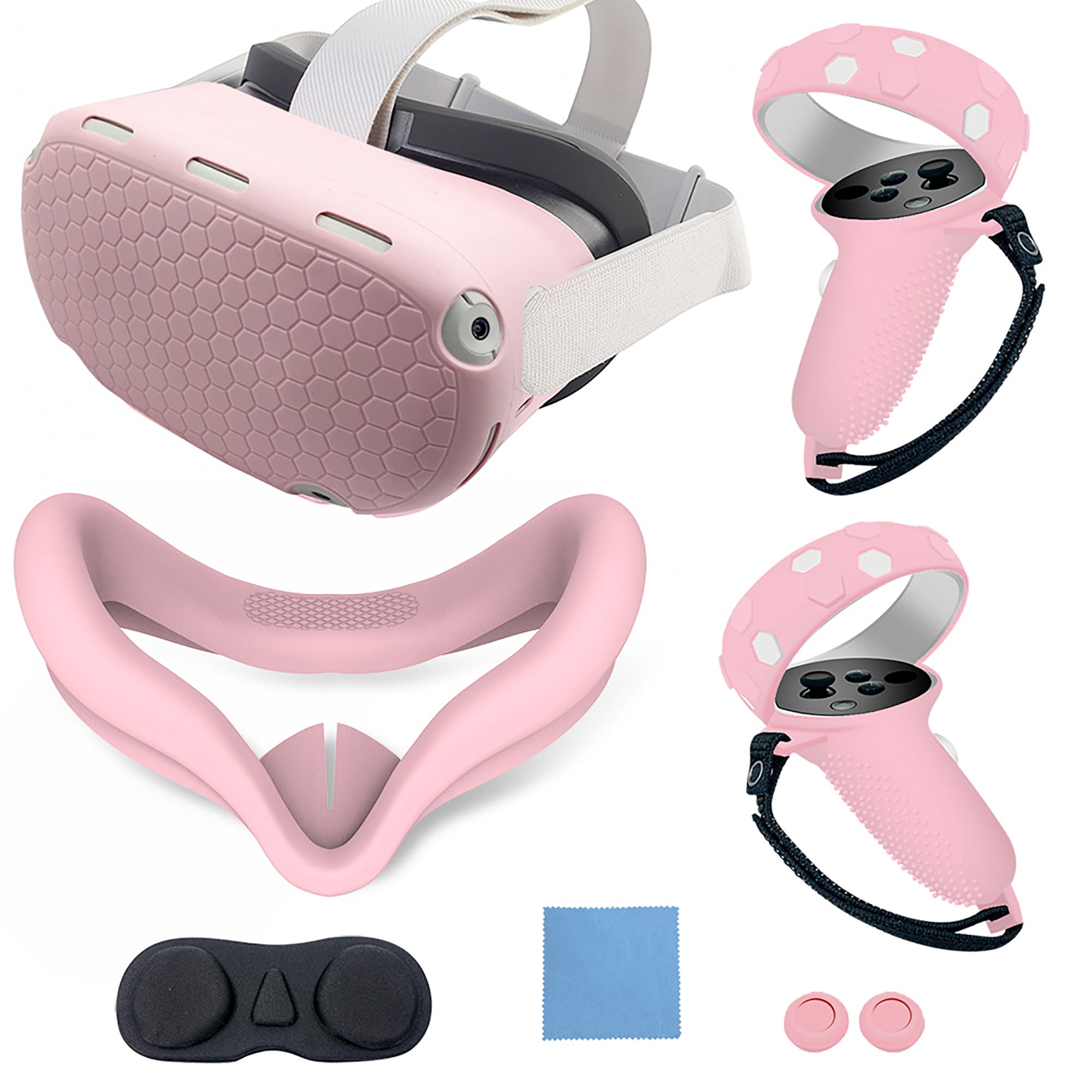 Genérico - Juego De Fundas De Silicona Para Quest 2, Funda Protectora De Vr Que Incluye Funda Frontal Y Funda De Agarre Para Controladores, Funda Para La Cara, Funda Protectora De Lentes