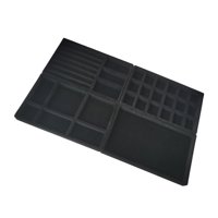 Magideal - 4 Bandejas Apilables Para Joyería, Organizador De Gran Capacidad, Flocado, Soporte De Almacenamiento Multiusos, Insertos De Cajón, Contenedor De , Negro