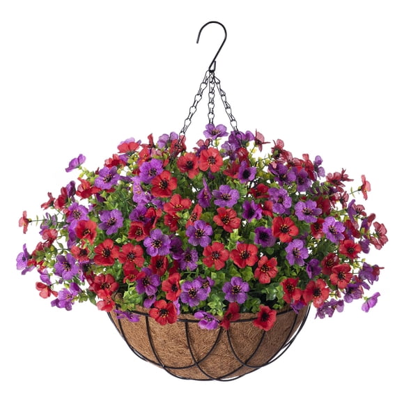 Canasta Colgante de Flores Artificiales de Seda INXUGAO 40x40x51 cm