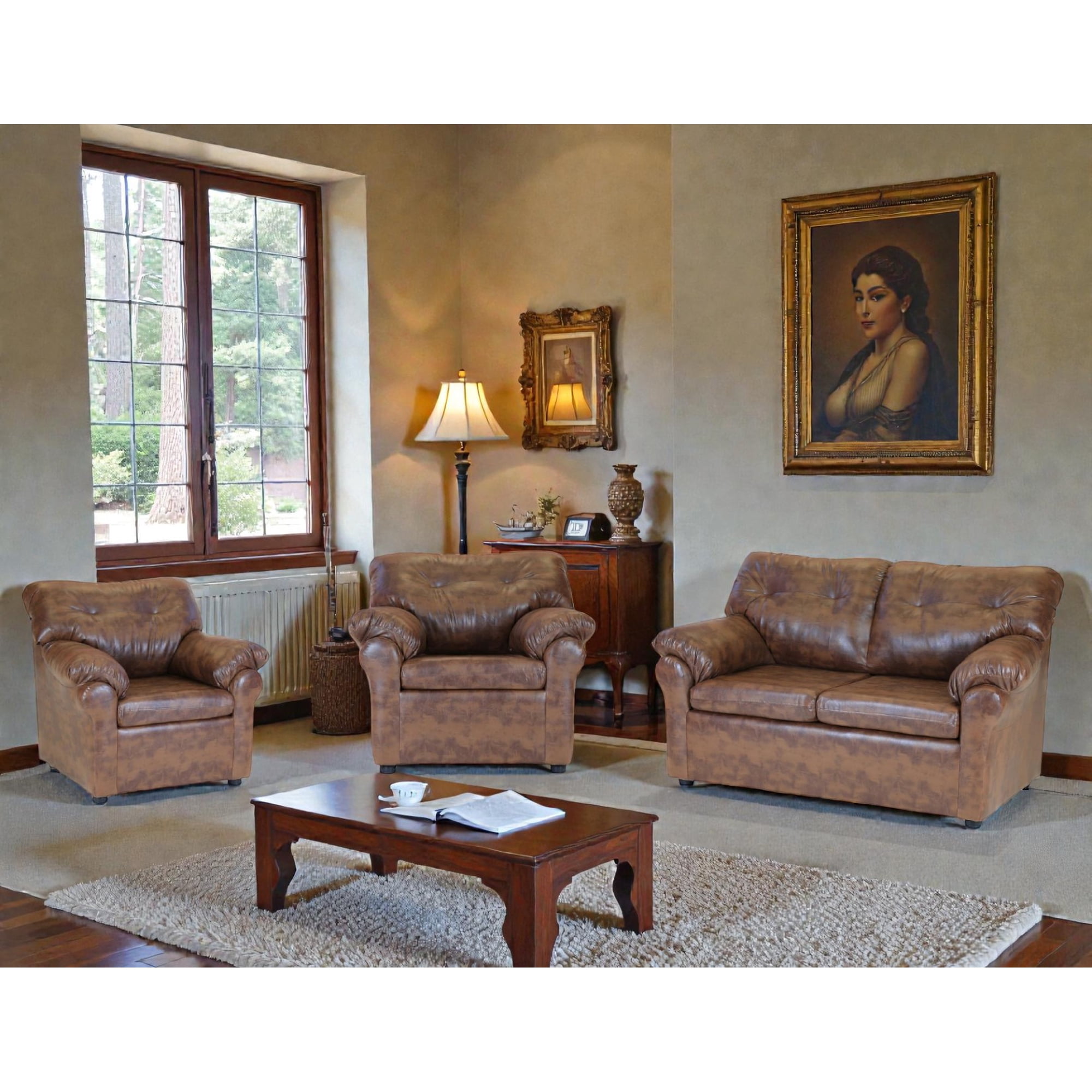 Muebles Altiro - Living Mateo 211 - Cuero Sintético Pu Caramelo