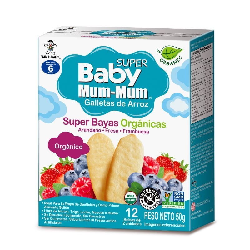 Galletas De Arroz Orgánica Berries 50 g Baby Mum-Mum