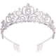 thumbnail image 1 of Tiara de cristal plateado, corona, diadema de princesa, elegante corona con peines para mujeres, niñas, novias, bodas, graduaciones, fiestas de cumpleaños., 1 of 7