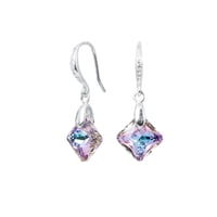 Joyas Montero - Aros Cristina Plata Italiana 925 Y Cristal Genuino Vitral Light