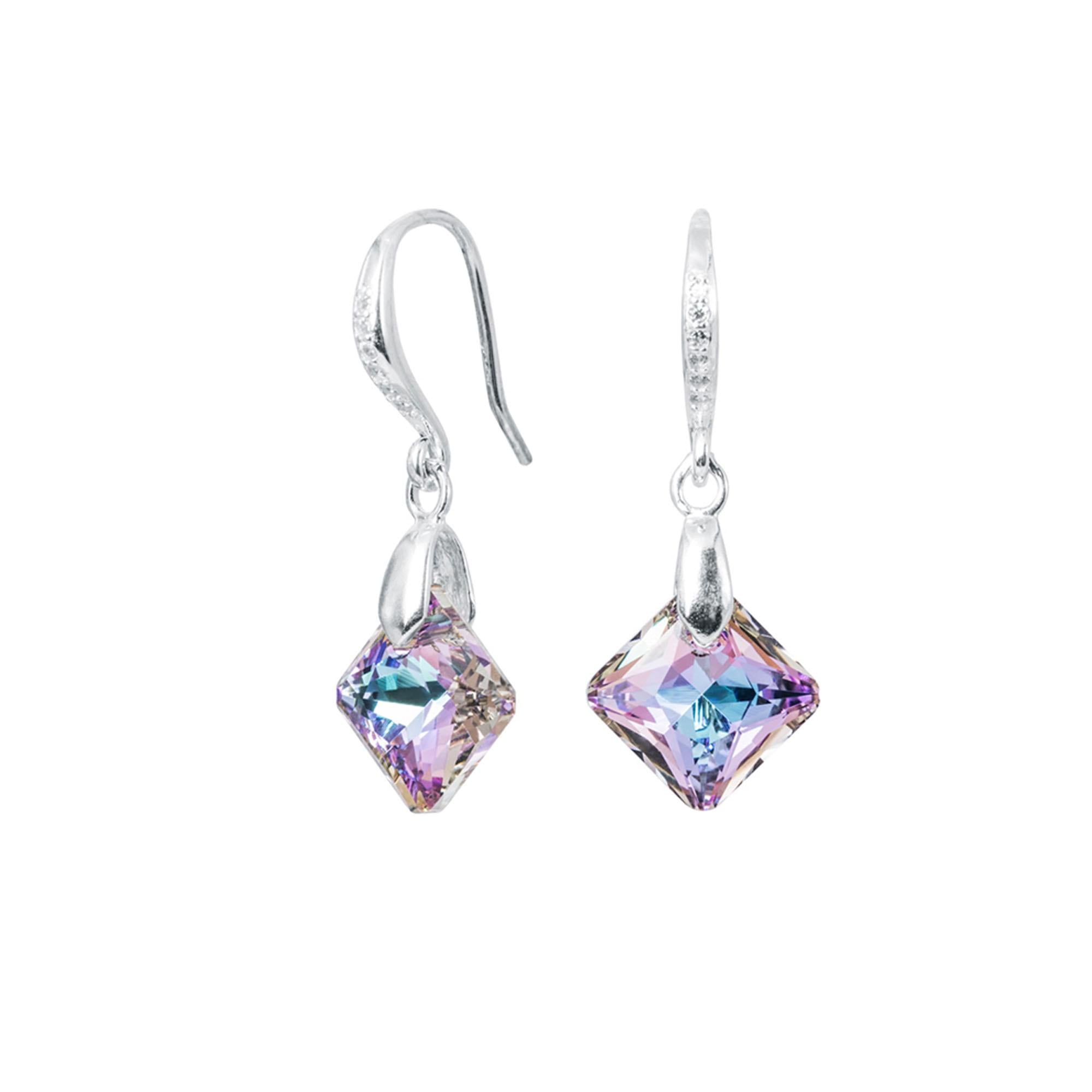 Joyas Montero - Aros Cristina Plata Italiana 925 Y Cristal Genuino Vitral Light