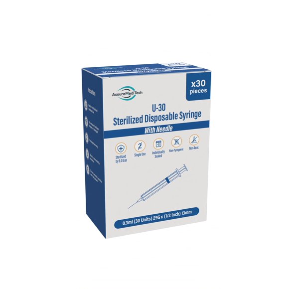 Jeringa ASSURE MEDITECH 0,3 ml 29G 13 mm (paquete de 30)