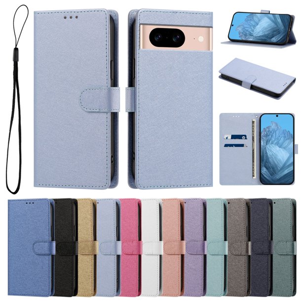 Cartera para Google Pixel 8A con Bolsillo de Tarjetas, Azul Cielo