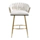 thumbnail image 2 of 26'' Counter height bar stools velvet kitchen island counter bar stool with hand- wave back,golden chromed base and footrest (BEIGE), 2 of 3