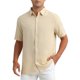 thumbnail image 4 of INSPIRE CHIC Camisas de Hombre para Regreso a Clases Manga Corta Botón Abajo Playa Verano Cuello de Punto Camisa S Caqui, 4 of 5