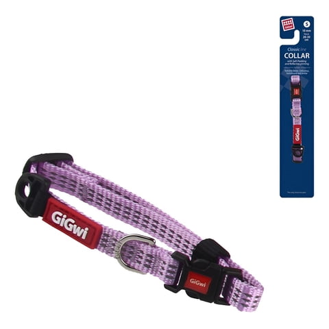 Collar De Paseo Nylon Gigwi Reflectante Para Perro Pequeño Lila Rayado S: 20-30Cm De Circunferencia