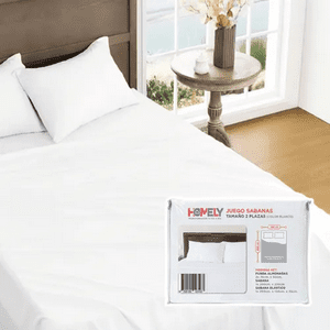 Genérico - Juego Sabanas 2 Plazas Homely 100 Gsm 4 Pzas Color Blanco