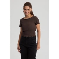 Fashionspark - Polera Mujer Con Bardot Detalles Café Oscuro