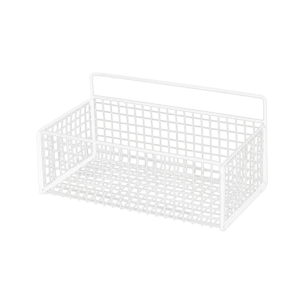 Cesta colgante de alambre, cesta colgante de pared, para almacenamiento, organizador de pared colgante para sala de manualidades, cocina, hogar y baño M blanco