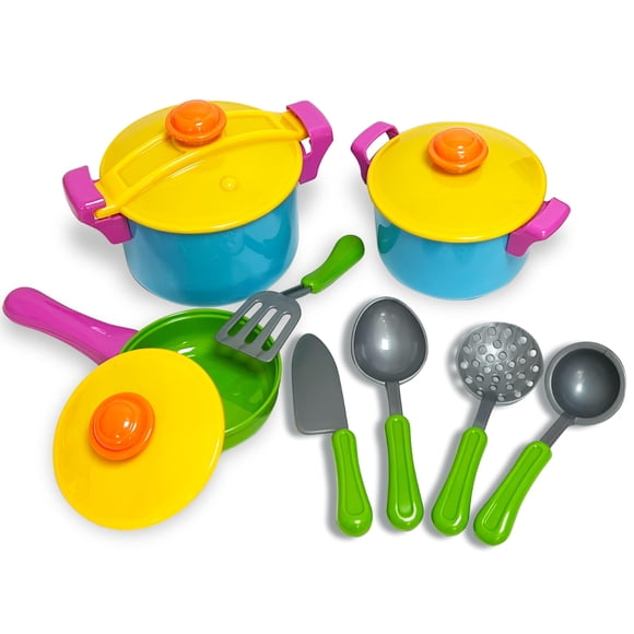 Juego de cocina Small World Toys para niños con ollas, sartenes y utensilios