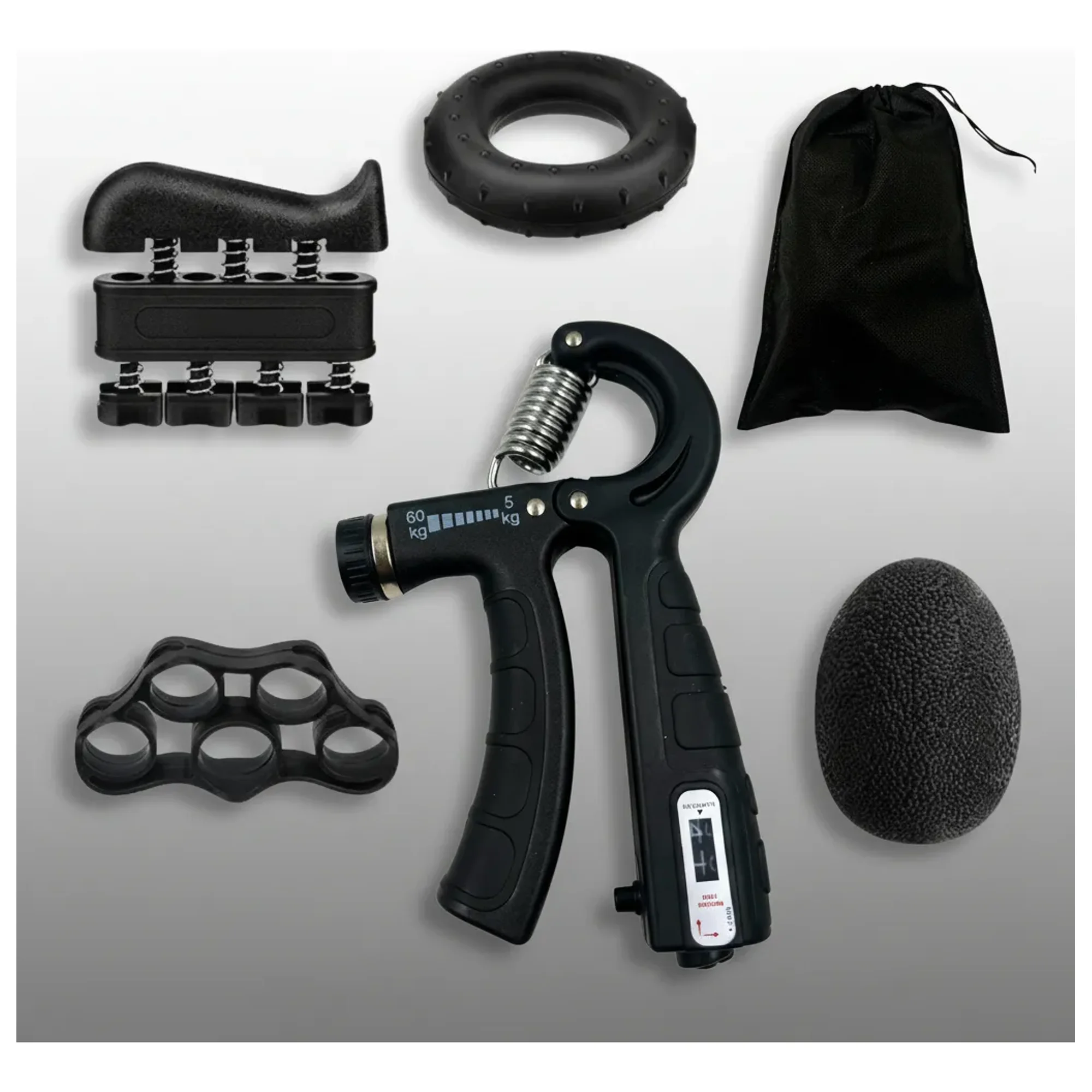 Linea Sport - Ejercitador Fortalecedor De Manos Ajustable 5 Piezas+ Bolso