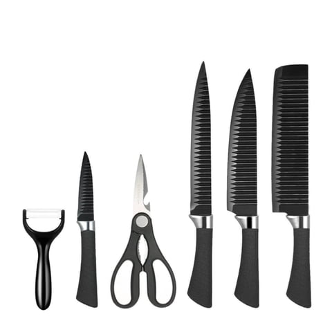 Total Upgrate - Set De Cuchillos Profesionales Con Tijeras Y Pelador Negro