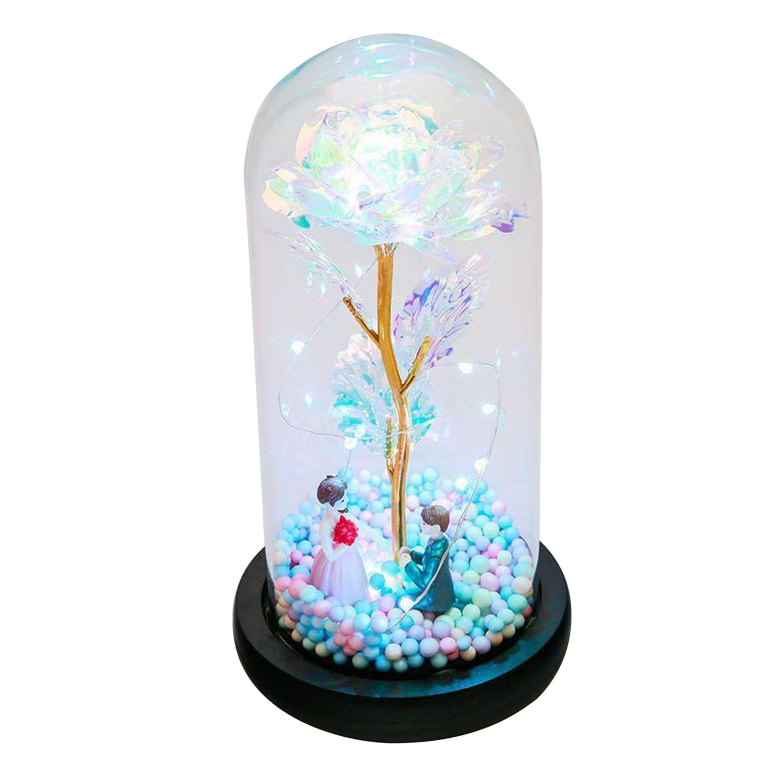 Galaxy Rose Flowers Forever Rose Luz LED Colorida En Estilo Domo