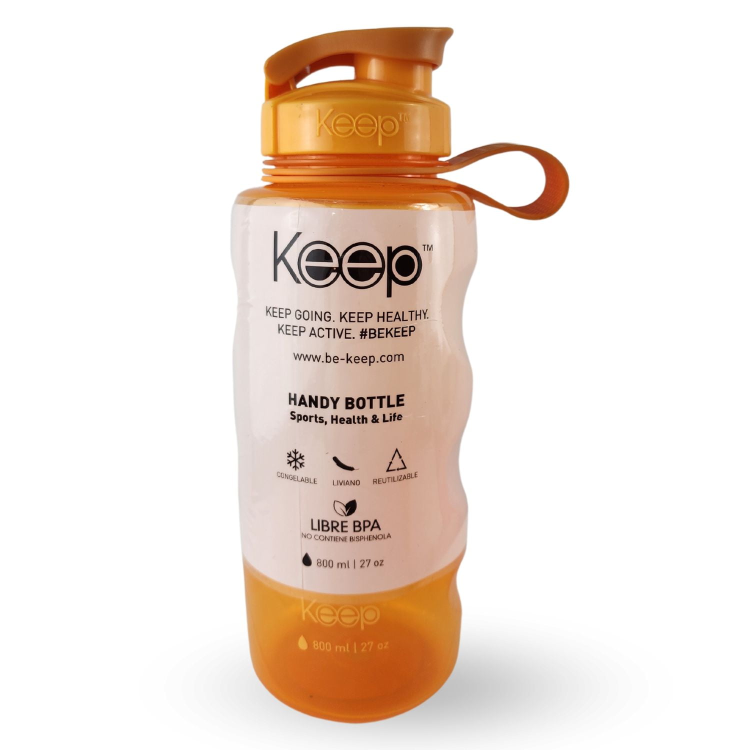 Disparo - Botella Keep Sport Colores 800ml Gimnasio Ejercicio Naranja