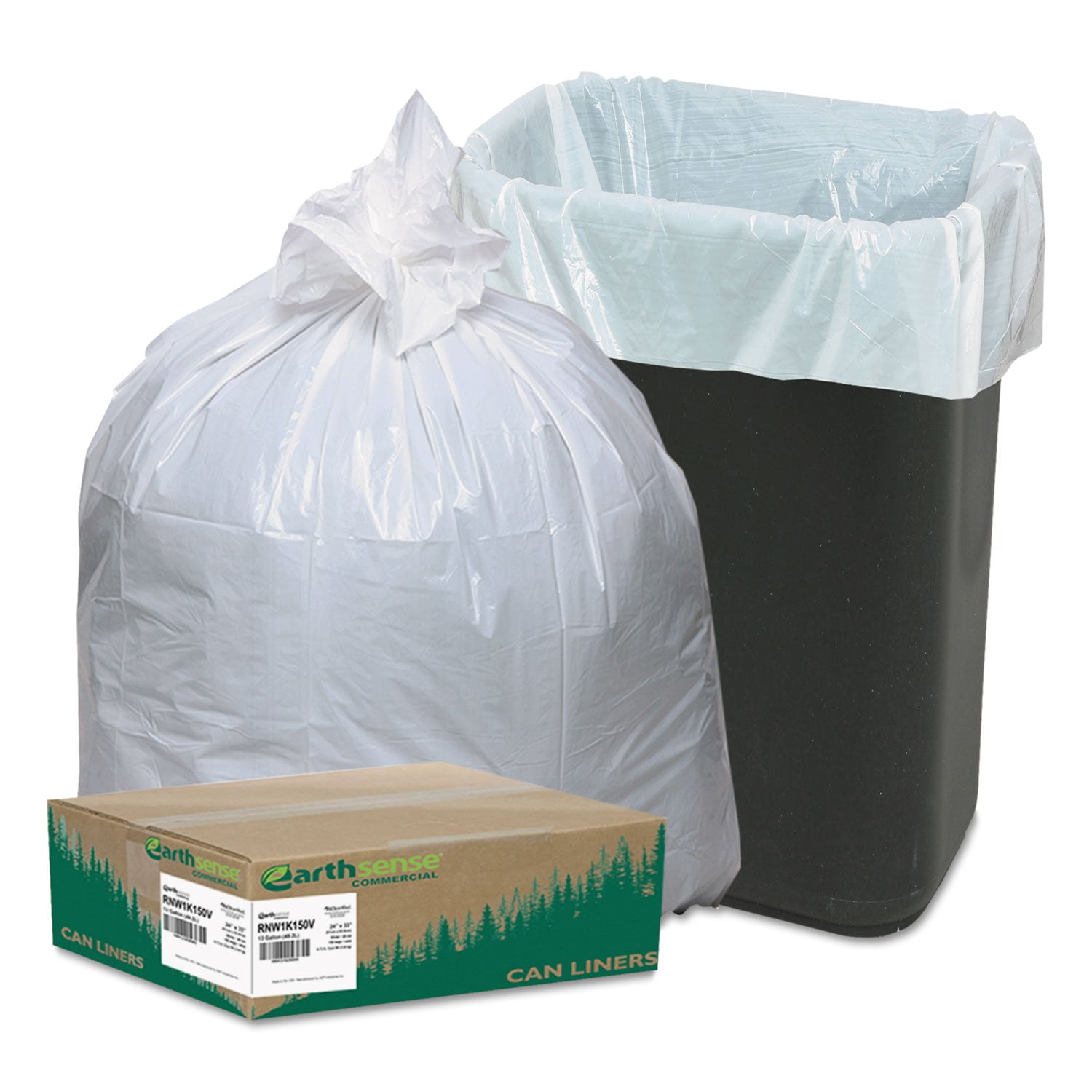 Bolsa De Basura Earthsense Commercial Rnw1k150v 49l Blanca 150 Unidades