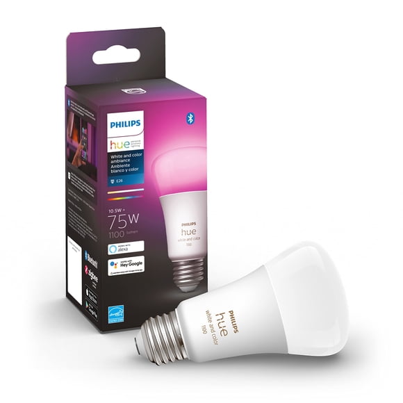 Bombilla LED Philips Hue Smart 75 W A19 blanca y color, paquete de 1