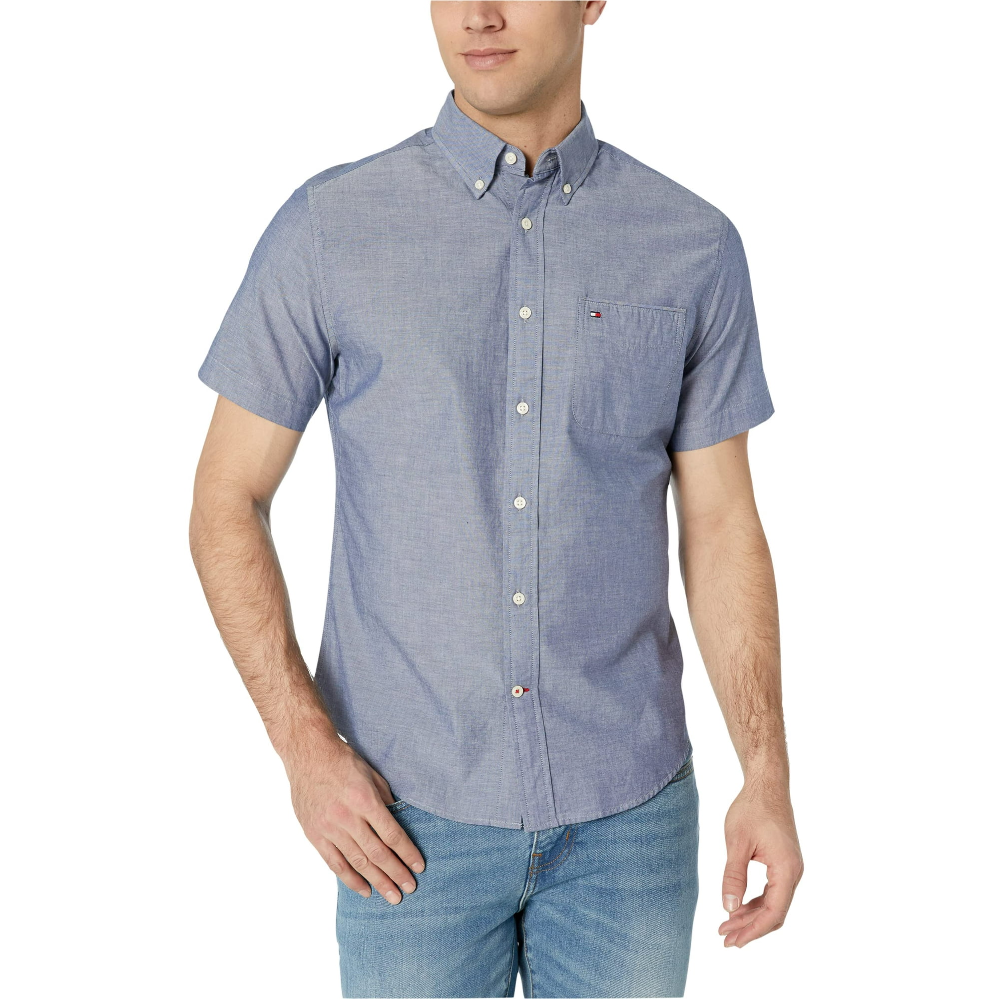 Camisa Tommy Hilfiger Para Hombre, Manga Corta, Casual, Azul Marino, Xl