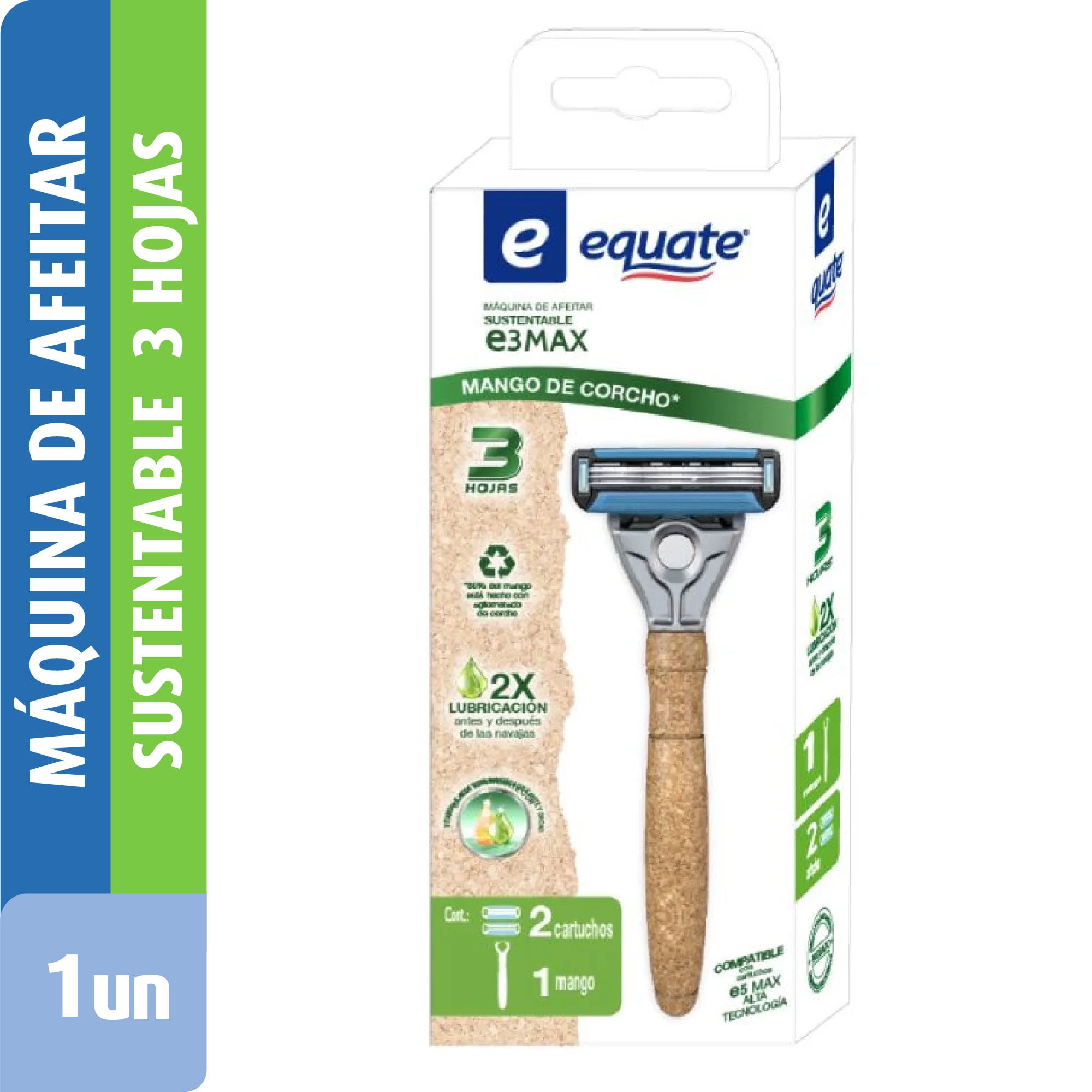 Máquina De Afeitar Sustentable Hombre, 3 Hojas 1 un Equate