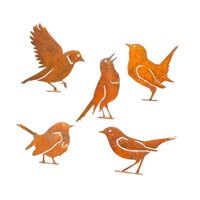 Magideal - 5 Ppc Decoración De Pájaros De Hierro Silhoueta Adornos De Jardín Agradezo Photos Postos De Hierro De Óxido Para Puertas De Jardín Decoración De Cerca Estilo C