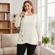 thumbnail image 3 of GRACE & GRANDEUR Tops para Mujer de Talla Grande con Botones, Dobladillo Cruzado, Cuello Redondo, Manga Larga, Blusas Texturizadas para Otoño e Invierno, Talla 3X Beige, 3 of 7