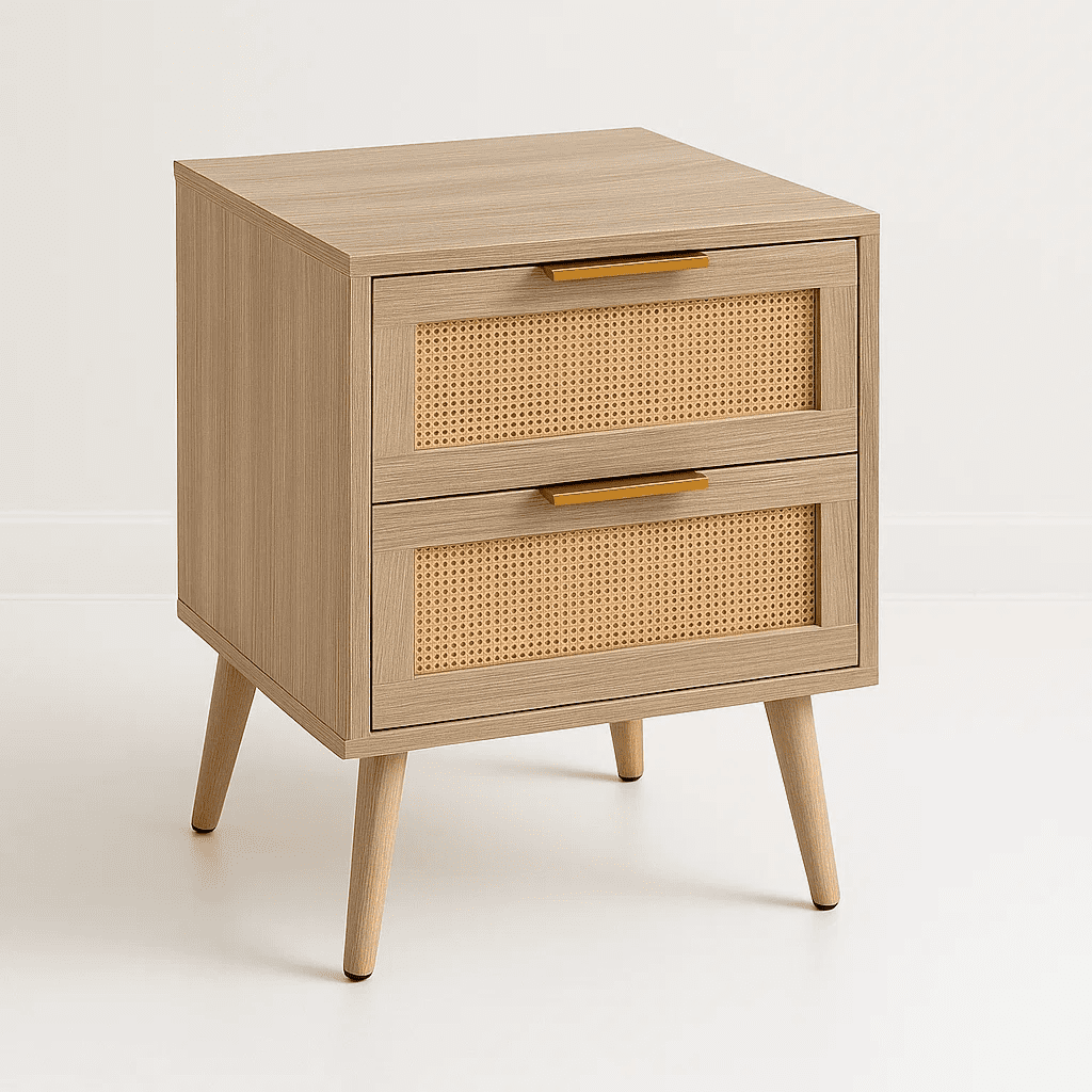 Klik Muebles - Velador Eames Mesh Doble - Madera Oscura Walnut