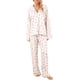 thumbnail image 1 of Conjunto de pijama floral de 2 piezas para mujer, con camisa de manga larga y pantalón palazzo de pierna ancha, color blanco fresa, talla M, 1 of 7
