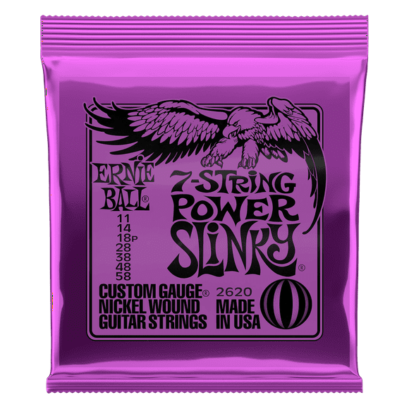 Cuerdas Guitarra Eléctrica de 7 Power Slinky Ernie Ball 11-58 2620