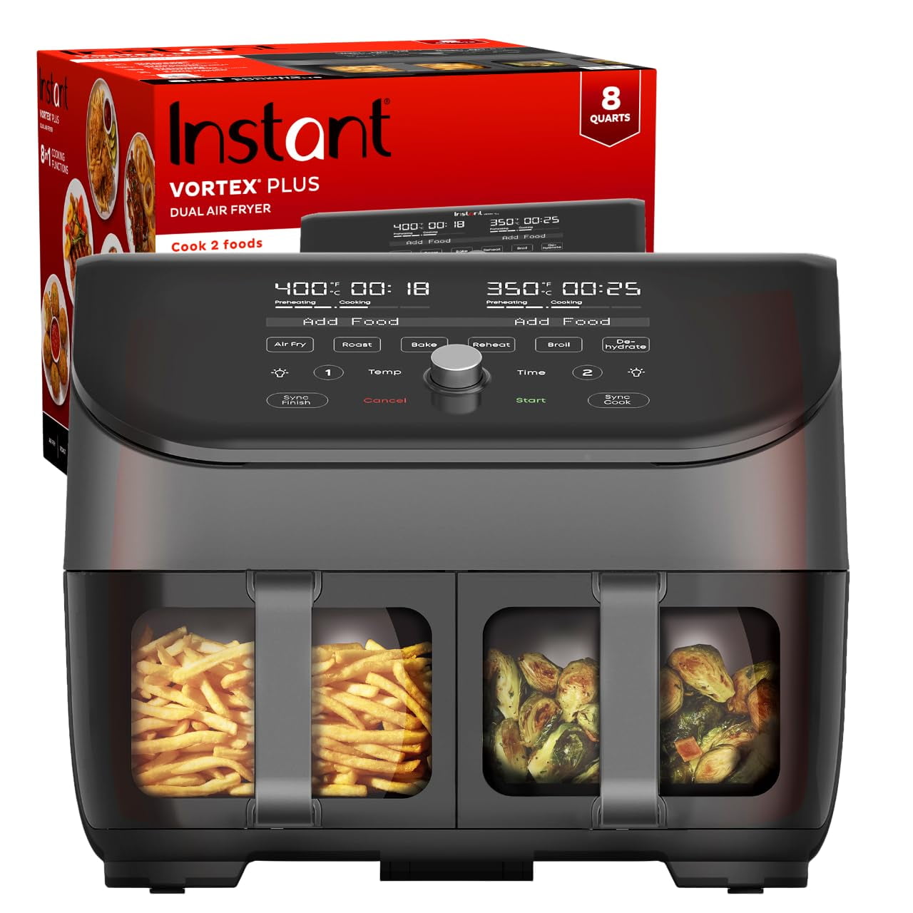 Air Fryer Instant Pot Vortex Plus Xl, 8 Cuartos De Galón, Clearcook, Color Negro