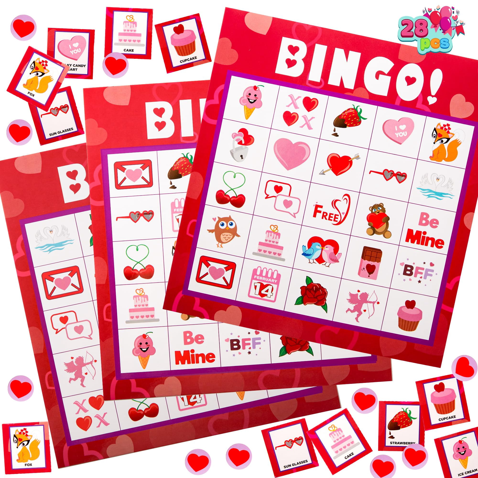 Juego De Cartas De Bingo Joyin Para El Día De San Valentín Para 28 Jugadores, Fiesta Infantil