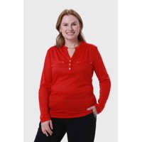 Fashionspark - Polera Mujer Cuello Abotonado Rojo