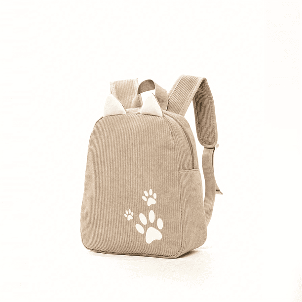 Corduroy Rabbit Ear Cute Footprint Backpack For Boys Girls Lightweight Waterproof Student Schoolbag Large Capacity Backpack