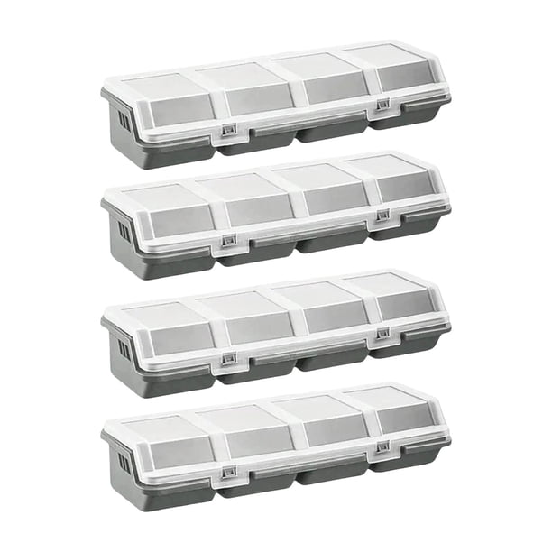4 Cajas de Almacenamiento de Tornillos, Divisores, Contenedores Portátiles a Prueba de Polvo para Artículos Pequeños, Tuercas, Pernos, Garajes Y Hogar Gris