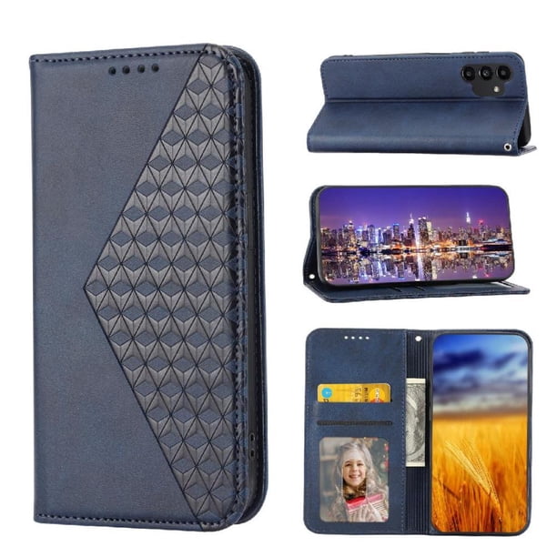 Funda Flip FOXDOCK para Samsung Galaxy A32 4G , Estilo Billetera con Diseño Rombo, Correa de Mano y Soporte, Uso Diario