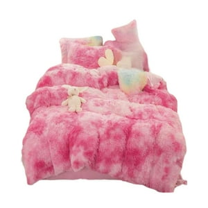 Teng Fei - Cubrecama Peludo Invierno King- Super King Rosa Jaspeado