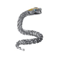 Ioensy - Pulseras De Eslabones Brazalete De Cobre Con Forma De Dragón Gótico Biker Men 22Cm