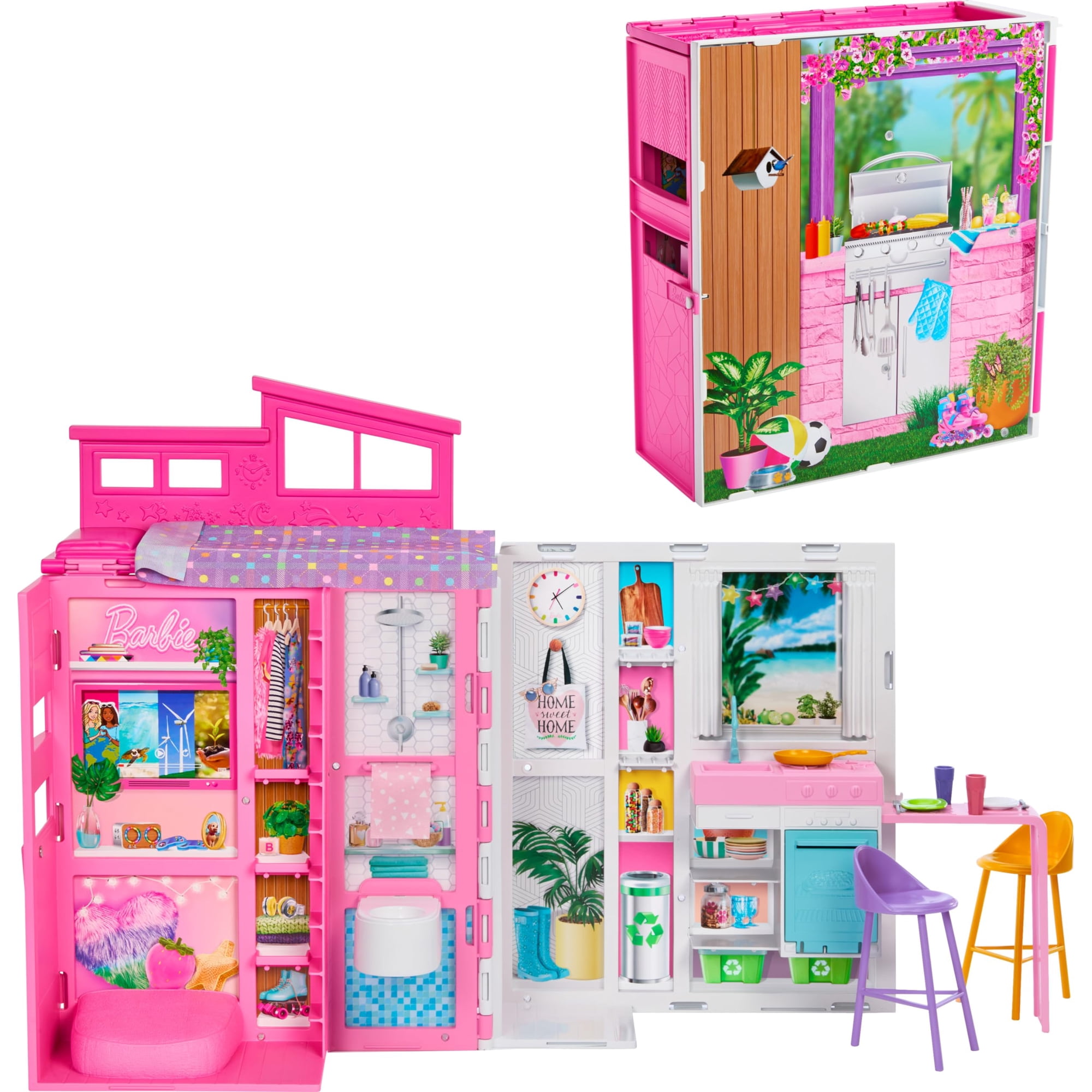 Set De Juego Barbie Getaway De Doll House Con 11 Accesorios